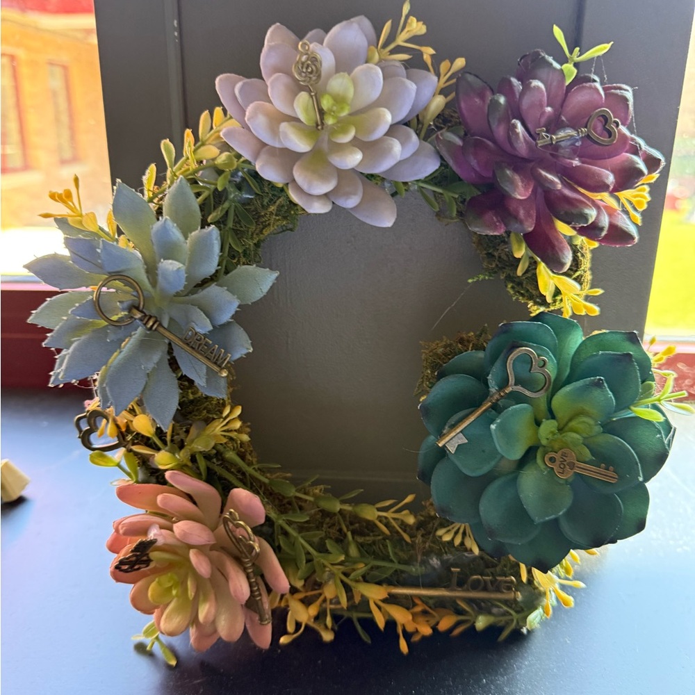 Succulent Wreath with Key Accents